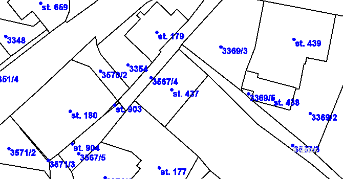 Parcela st. 437 v KÚ Příchovice u Kořenova, Katastrální mapa