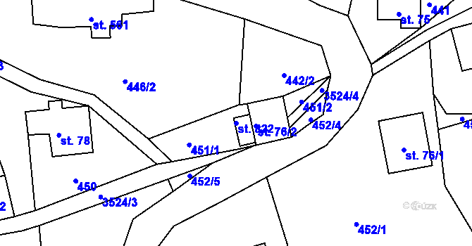 Parcela st. 822 v KÚ Příchovice u Kořenova, Katastrální mapa