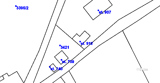 Parcela st. 912 v KÚ Příchovice u Kořenova, Katastrální mapa