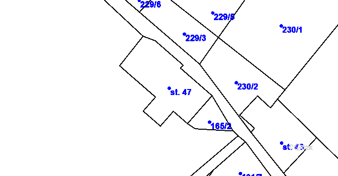 Parcela st. 47 v KÚ Rejdice, Katastrální mapa