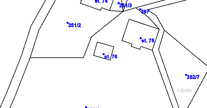 Parcela st. 76 v KÚ Rejdice, Katastrální mapa