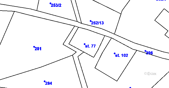 Parcela st. 77 v KÚ Rejdice, Katastrální mapa