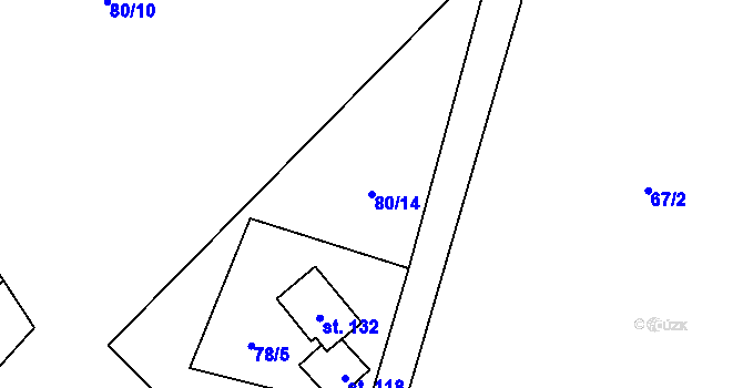 Parcela st. 80/14 v KÚ Rejdice, Katastrální mapa
