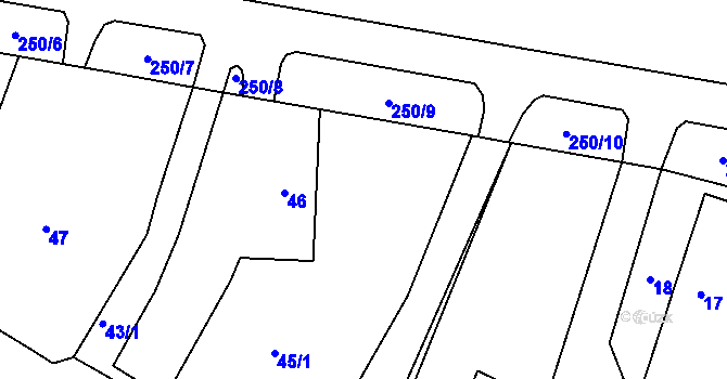 Parcela st. 45/2 v KÚ Kosice, Katastrální mapa