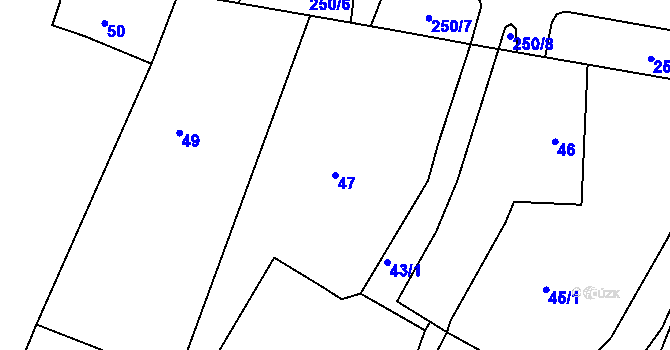 Parcela st. 47 v KÚ Kosice, Katastrální mapa