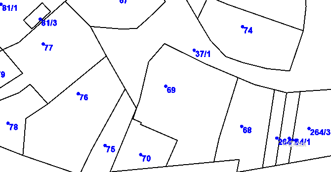 Parcela st. 69 v KÚ Kosice, Katastrální mapa