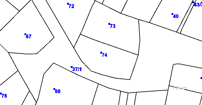 Parcela st. 74 v KÚ Kosice, Katastrální mapa