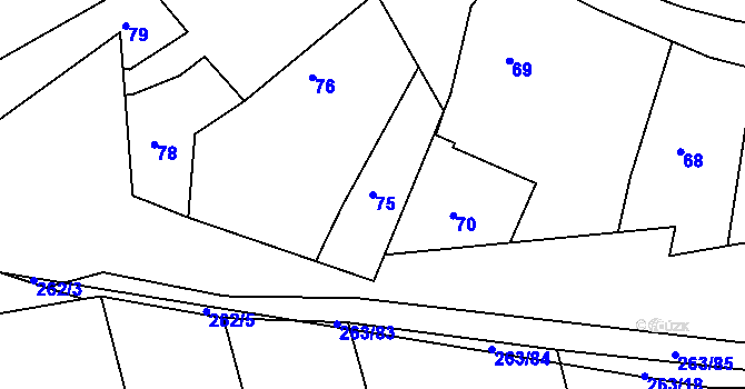 Parcela st. 75 v KÚ Kosice, Katastrální mapa