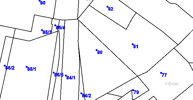 Parcela st. 80 v KÚ Kosice, Katastrální mapa