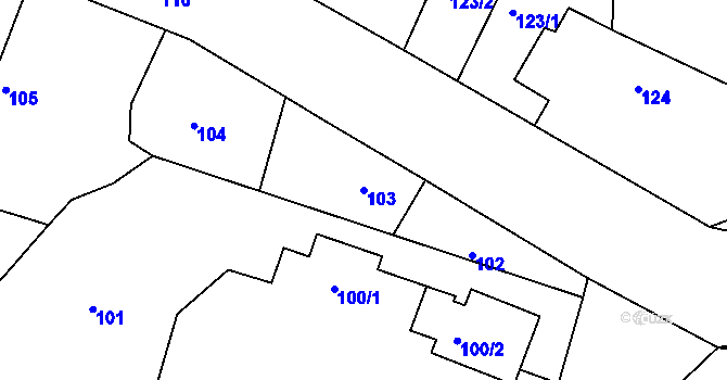 Parcela st. 103 v KÚ Kosice, Katastrální mapa
