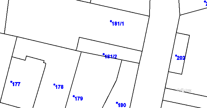 Parcela st. 181/2 v KÚ Kosice, Katastrální mapa
