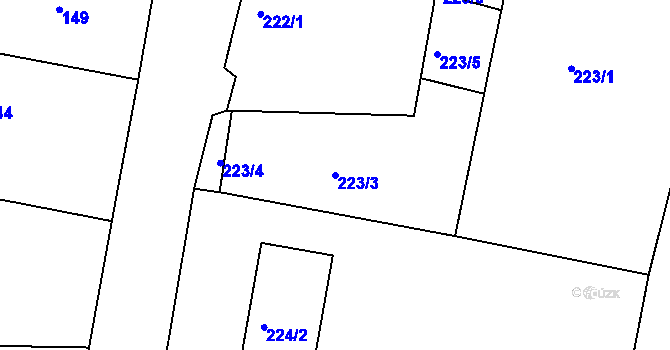 Parcela st. 223/3 v KÚ Kosice, Katastrální mapa