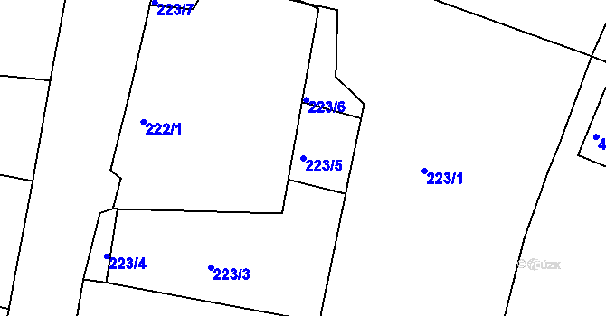 Parcela st. 223/5 v KÚ Kosice, Katastrální mapa