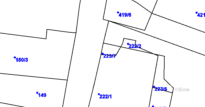 Parcela st. 223/7 v KÚ Kosice, Katastrální mapa