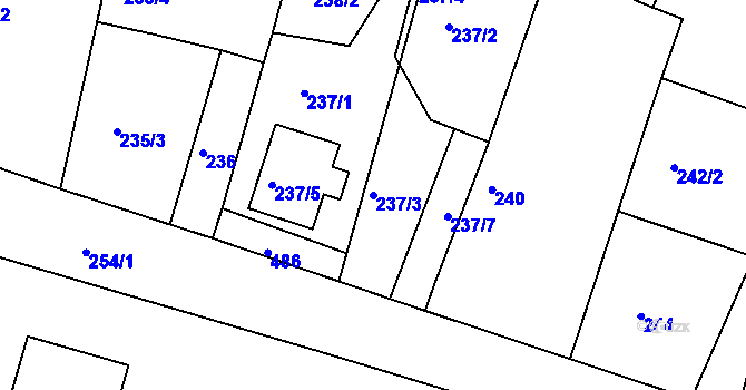 Parcela st. 237/3 v KÚ Kosice, Katastrální mapa