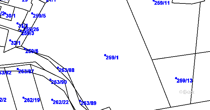 Parcela st. 259/1 v KÚ Kosice, Katastrální mapa