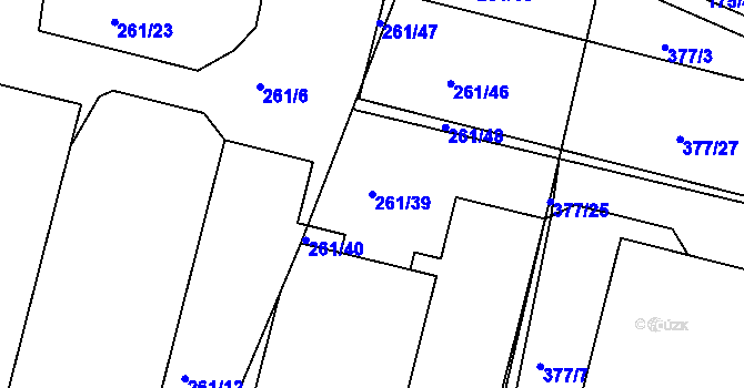 Parcela st. 261/39 v KÚ Kosice, Katastrální mapa