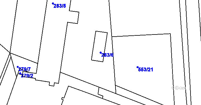 Parcela st. 283/6 v KÚ Kosice, Katastrální mapa