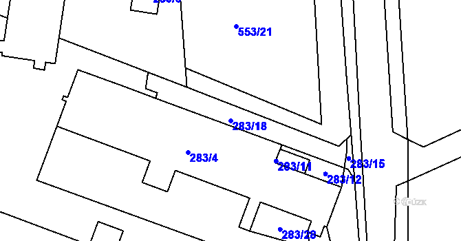 Parcela st. 283/18 v KÚ Kosice, Katastrální mapa