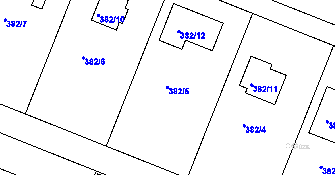 Parcela st. 382/5 v KÚ Kosice, Katastrální mapa