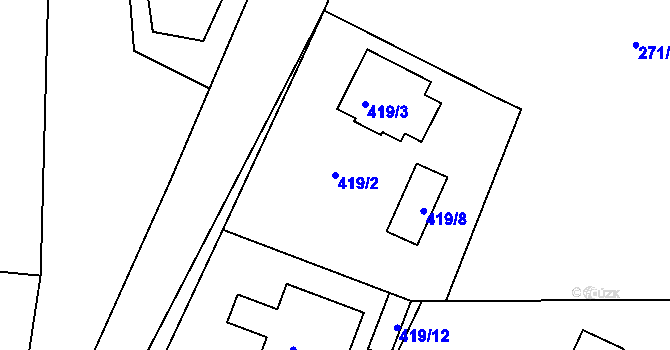 Parcela st. 419/2 v KÚ Kosice, Katastrální mapa
