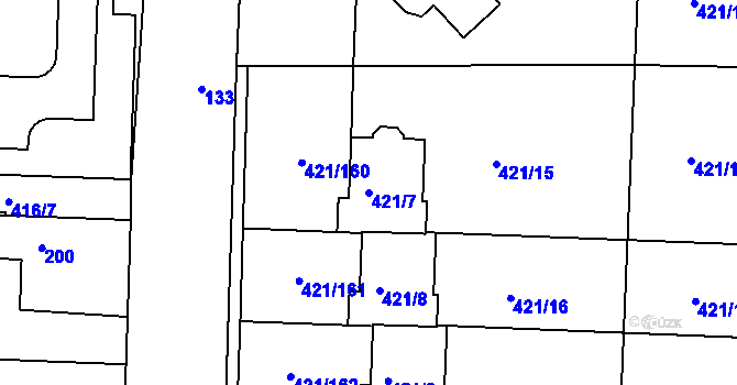 Parcela st. 421/7 v KÚ Kosice, Katastrální mapa
