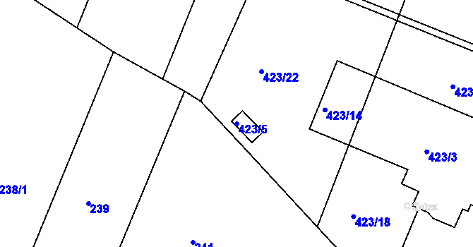 Parcela st. 423/5 v KÚ Kosice, Katastrální mapa