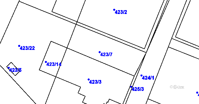 Parcela st. 423/7 v KÚ Kosice, Katastrální mapa