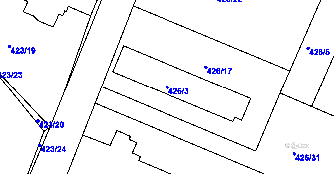 Parcela st. 426/3 v KÚ Kosice, Katastrální mapa
