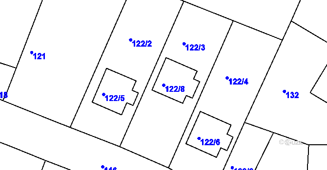Parcela st. 122/8 v KÚ Kosice, Katastrální mapa