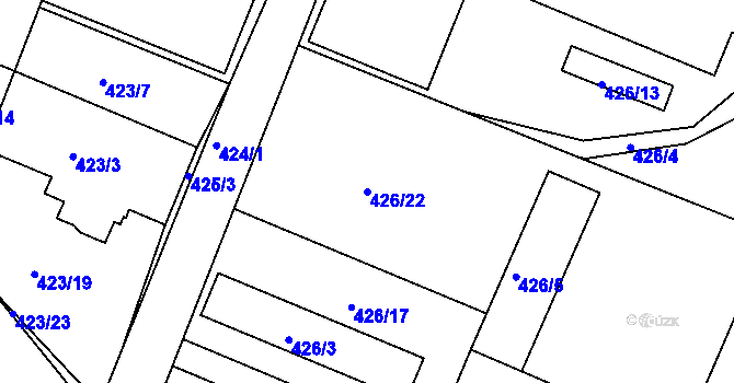 Parcela st. 426/22 v KÚ Kosice, Katastrální mapa
