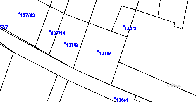 Parcela st. 137/9 v KÚ Kosice, Katastrální mapa