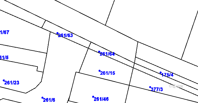 Parcela st. 261/64 v KÚ Kosice, Katastrální mapa