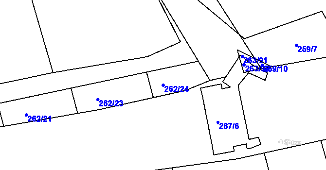 Parcela st. 262/24 v KÚ Kosice, Katastrální mapa