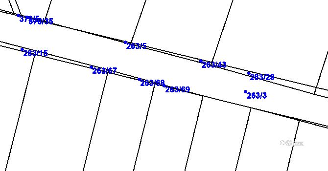 Parcela st. 263/69 v KÚ Kosice, Katastrální mapa