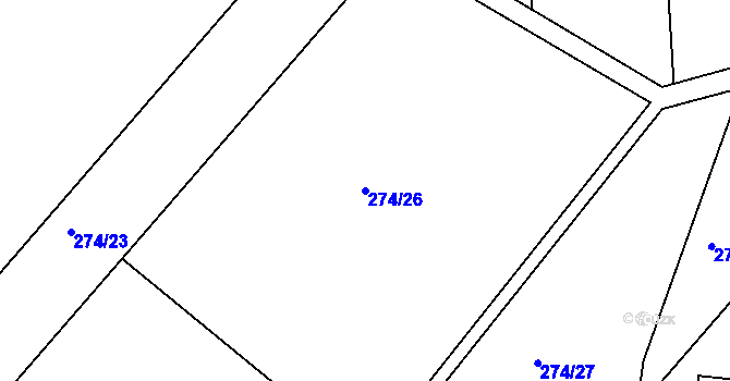 Parcela st. 274/26 v KÚ Kosice, Katastrální mapa
