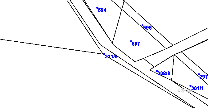 Parcela st. 311/5 v KÚ Kosice, Katastrální mapa