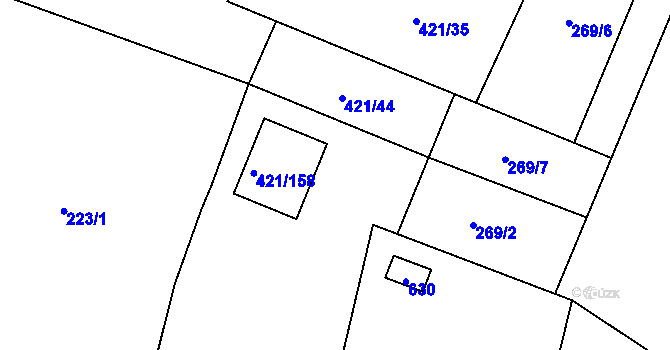 Parcela st. 421/60 v KÚ Kosice, Katastrální mapa