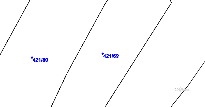 Parcela st. 421/69 v KÚ Kosice, Katastrální mapa