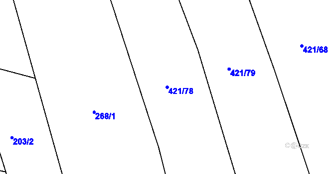 Parcela st. 421/78 v KÚ Kosice, Katastrální mapa
