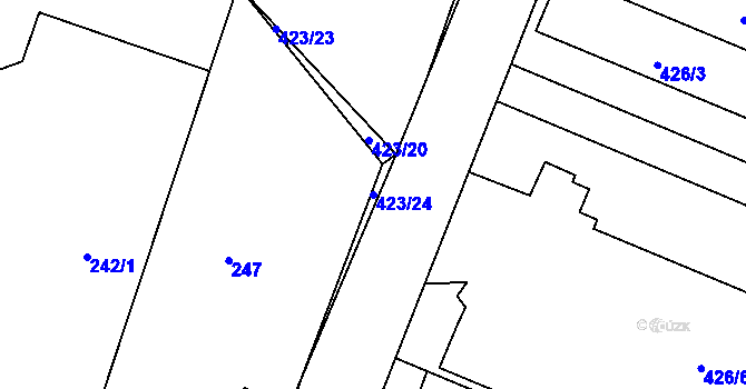 Parcela st. 423/24 v KÚ Kosice, Katastrální mapa