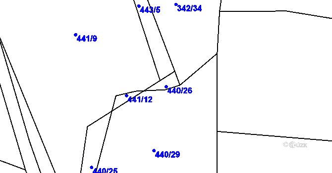 Parcela st. 440/26 v KÚ Kosice, Katastrální mapa