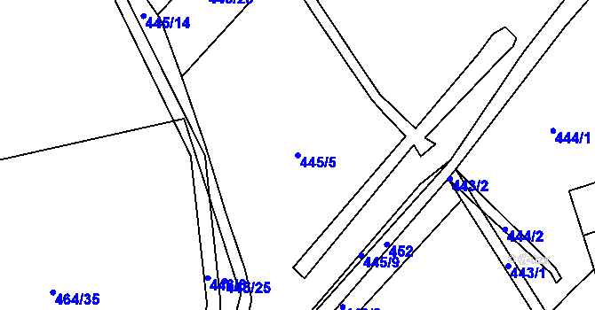 Parcela st. 445/5 v KÚ Kosice, Katastrální mapa