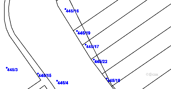 Parcela st. 445/17 v KÚ Kosice, Katastrální mapa