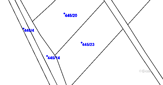 Parcela st. 445/23 v KÚ Kosice, Katastrální mapa
