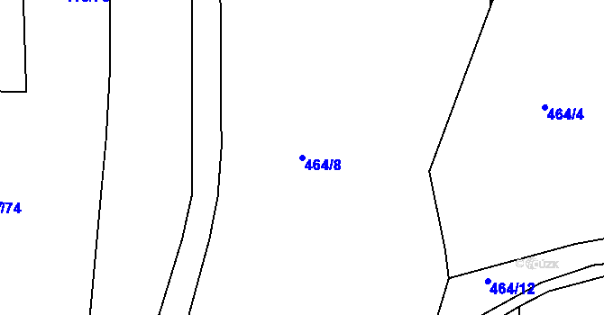 Parcela st. 464/8 v KÚ Kosice, Katastrální mapa
