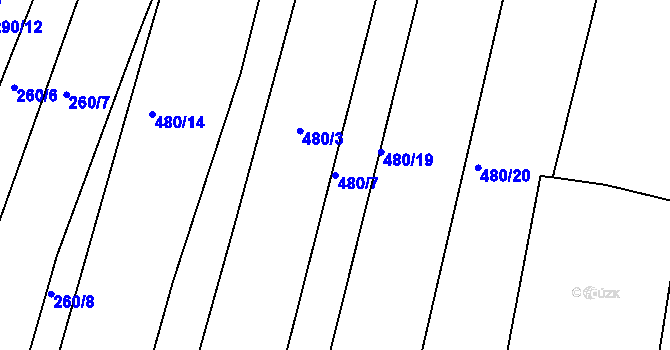 Parcela st. 480/7 v KÚ Kosice, Katastrální mapa
