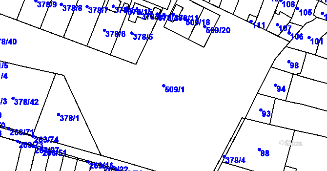 Parcela st. 509/1 v KÚ Kosice, Katastrální mapa