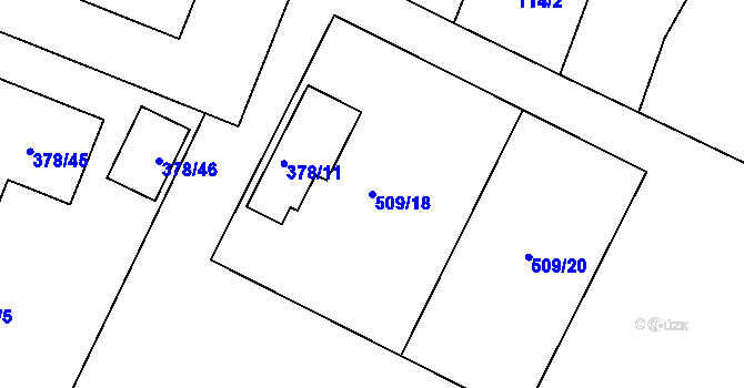 Parcela st. 509/18 v KÚ Kosice, Katastrální mapa