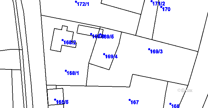 Parcela st. 169/4 v KÚ Kosice, Katastrální mapa